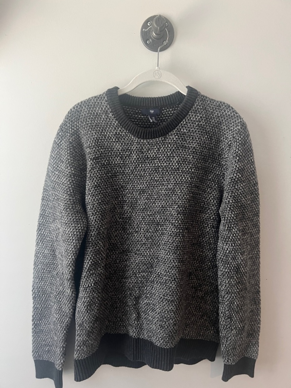 GAP Men's Crewneck Sweater - Black & Gray Marled